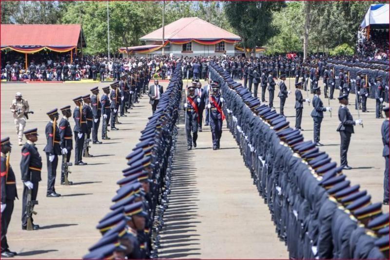 File photo of police officers mounting a guard of honour for the president.